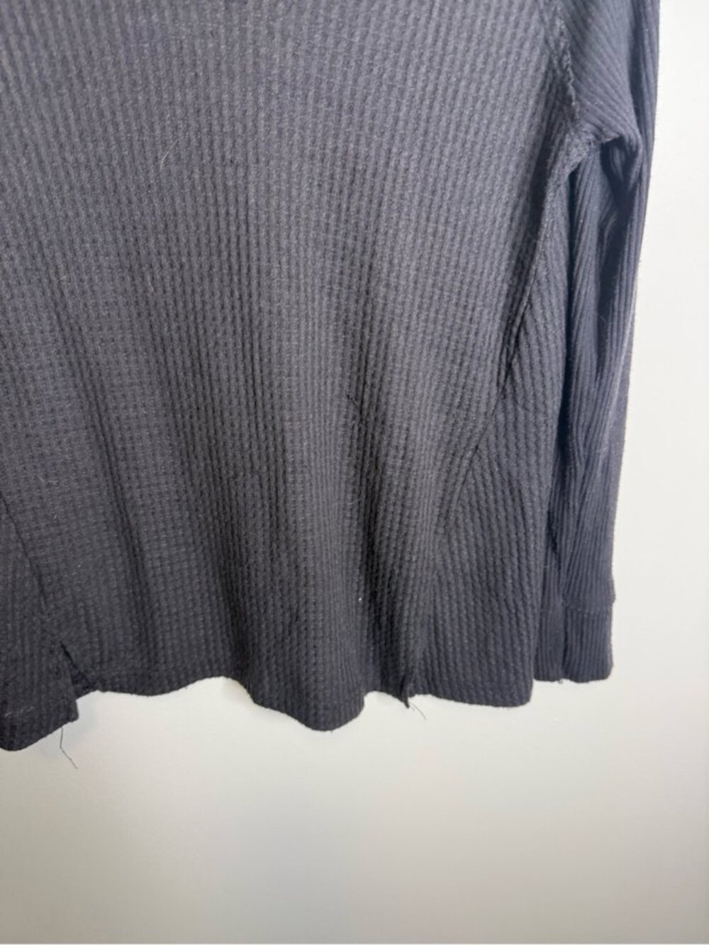 Maeve Black Waffle V-Neck Long Sleeve Top Anthropologie size small - Picture 3 of 8